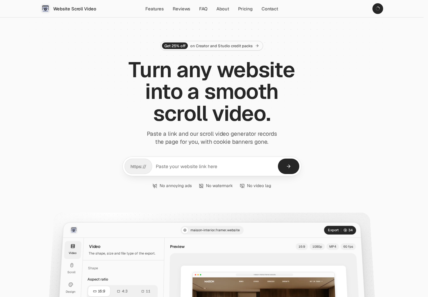 Website Scroll Video product screenshot